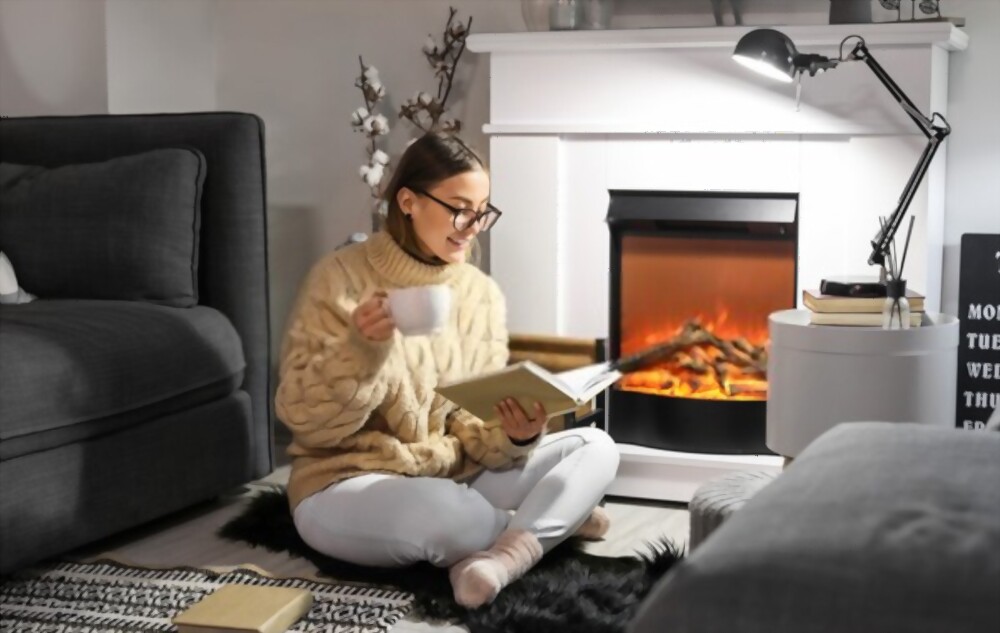 Cozy Book with Fireplace 